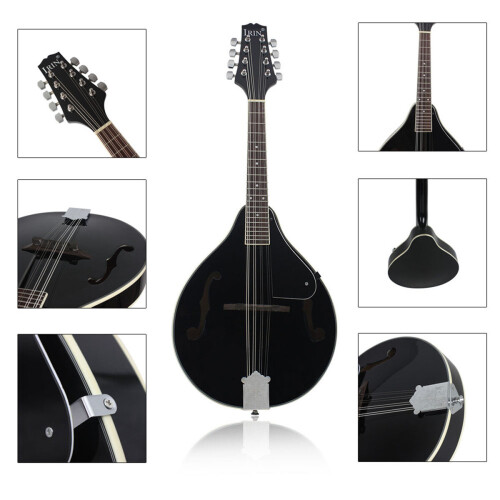 IRIN 8 strings Basswood Black Mandolin With bag/string/Picks/Rubbing cloth 1