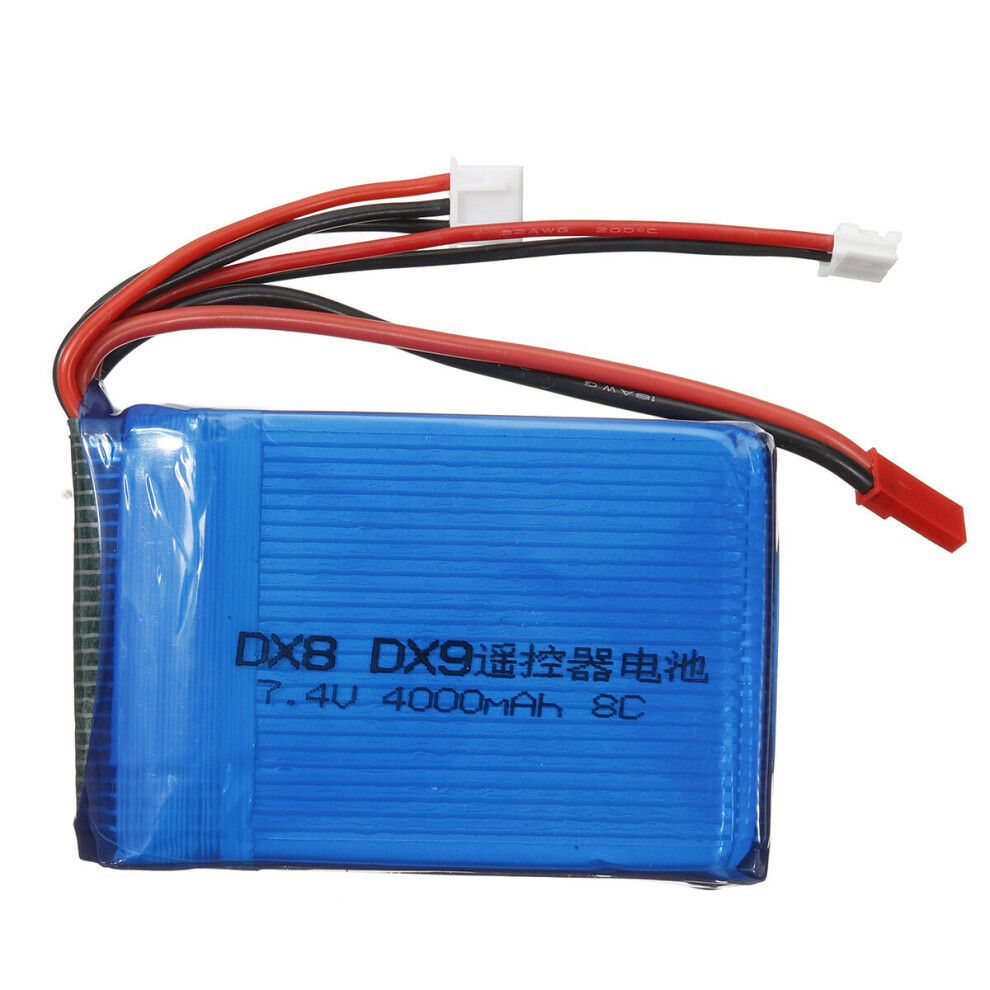 7.4V 4000Mah 8C 2S Lipo Battery For Spektrum Dx8 Dx9 Transmitter 711331486196