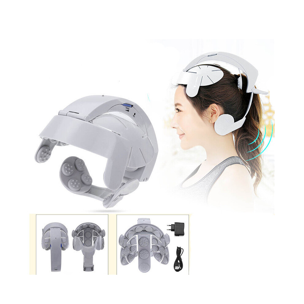 Gray Head Vibration Easy-Brain Massager Electric Head Massager Relax Acupuncture Points Stress Release Machine Fitness