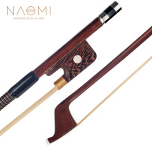NAOMI 4/4 Double Bass Bow French Style Brazilwood Stick with Wenge Frog Sheep Skin Grip White Horsehair
