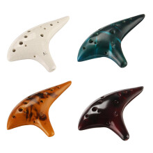 12 Hole Ceramic Ocarina Alto C Tone Classic Flute Instruments with Protection Bag + Lanyard Gift