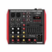 ELM D4 4 Channel Audio Bluetooth Mixer Mixing Console with 7-Band EQualizer USB Phantom Power 48V