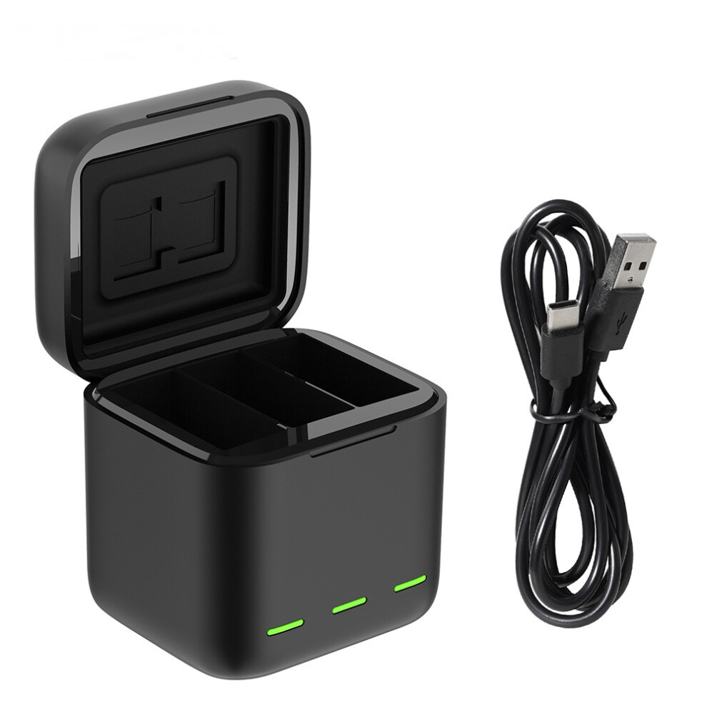 Telesin 3 Ways Led Battery Charger Tf Card Storage Charging Box For Gopro Hero 9 Light/Black 9094488695729