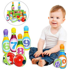 12 Pcs Kids Colorful 10 Bowling Pins 2 Bowling Balls Outdoor Indoor Family Sport Game