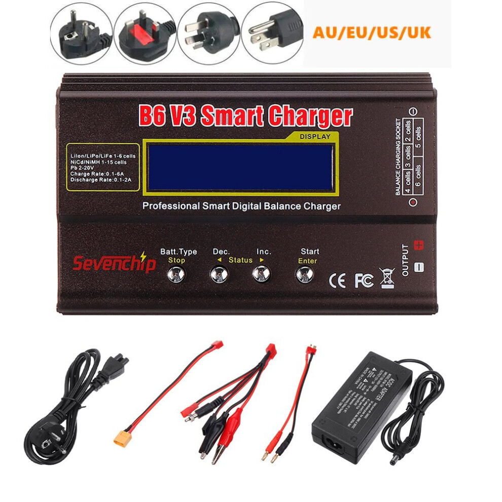 B6 V3 80W 6A Lipo Battery Balance Charger Discharger Upgrade Version With Power Supply Adapter 722553015415