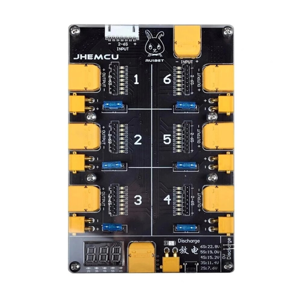 Jhemcu Ruibet 6 Port Lipo Battery Discharger Board Module Xt30/Xt60 Plug For 2S 3S 4S 5S 6S Lipo Battery 6906129714528