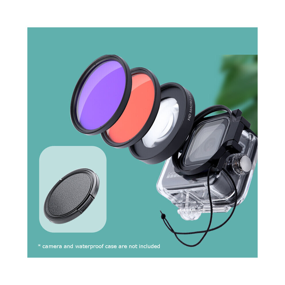 Junestar For Gopro 9/8 Camera Lens Accessories 58Mm Lens Ring Adapter + Diving Filter Combo 324904928490