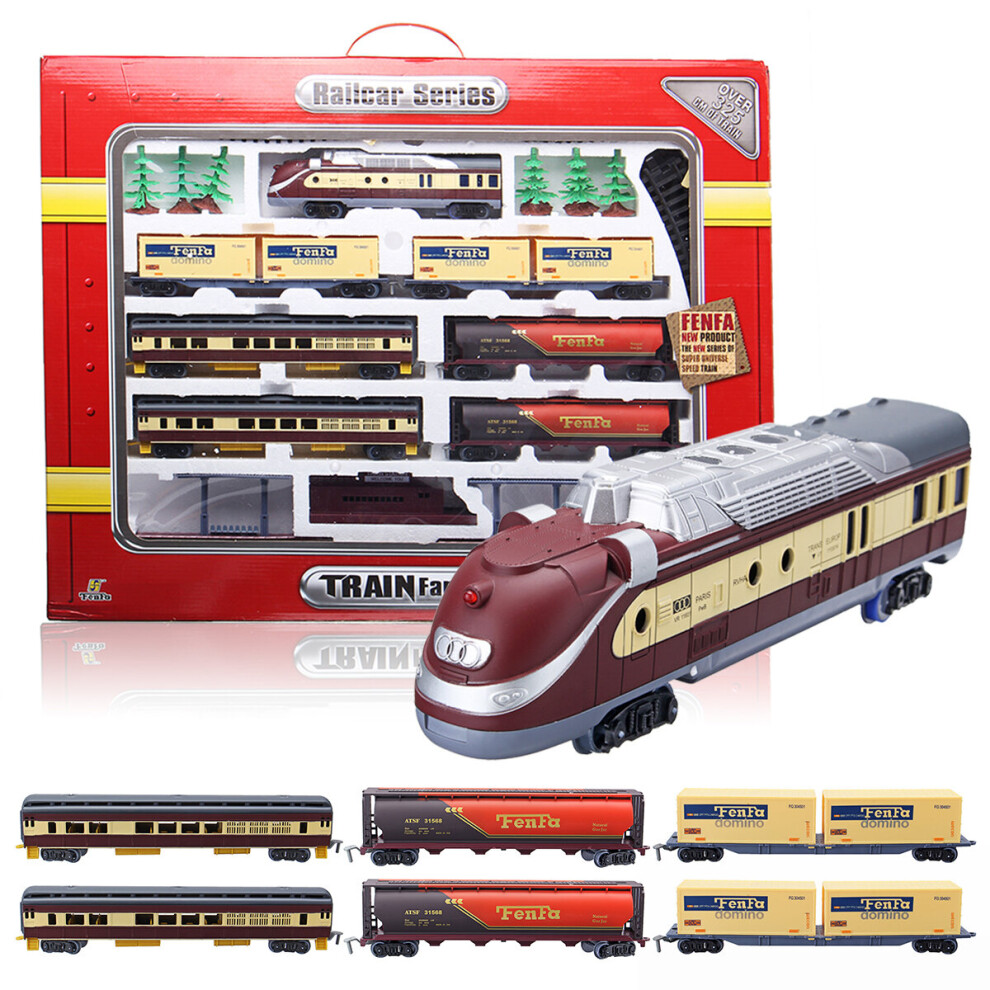 Electric Classic Train Rail Vehicle Toys Set Track Music Operated Carriages Educational Gift Light