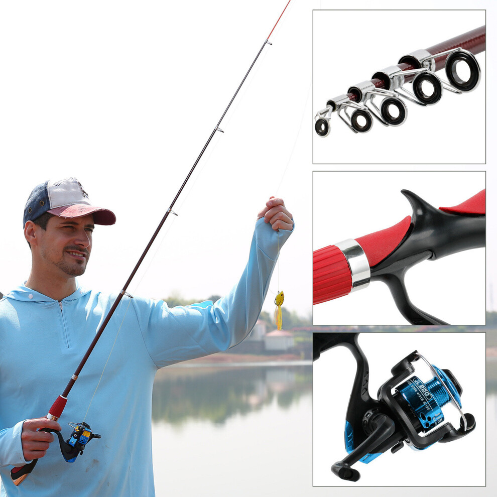 4.5ft Mini Portable Fiberglass Telescopic Fishing Rod Set + JM200 Spinning Fishing Reel Outdoor Fishing Accessories
