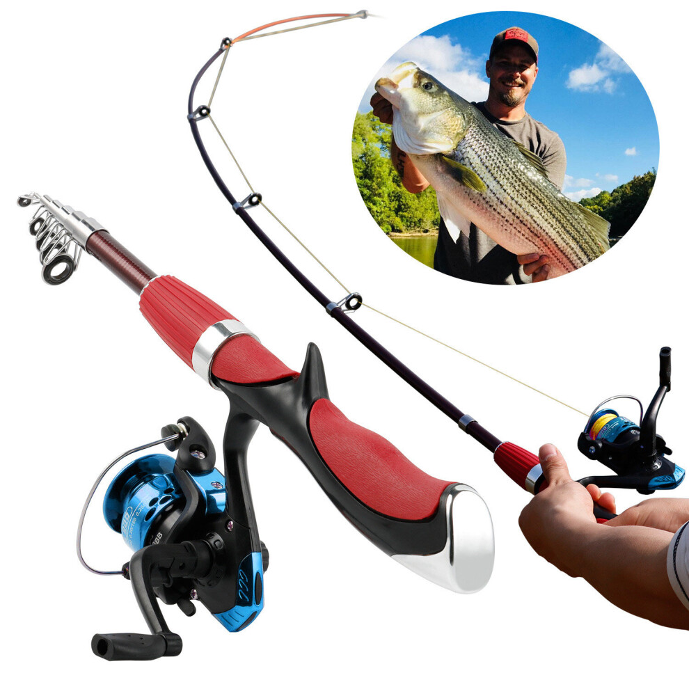 4.5FT Mini Portable Fiberglass Telescopic Fishing Rod Set + JM200 Spinning  Fishing Reel Outdoor Fishing Accessories