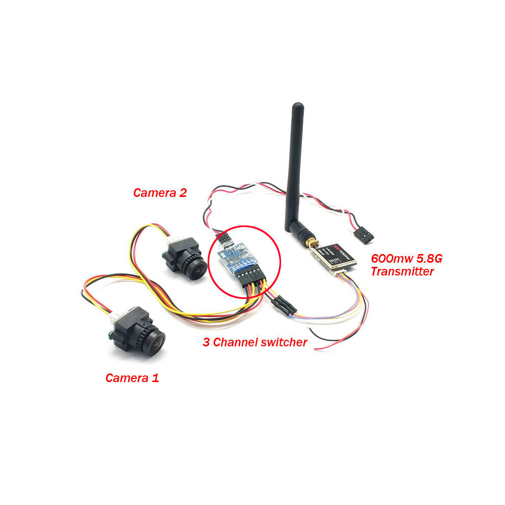 Ewrf Fpv Dual Camera System 1000Tvl Cmos Mini Two Cameras + 5.8Ghz 600Mw 40Ch Vtx + 3Ch Switch Support Pmw For Rc Racing Drone 6901249918856