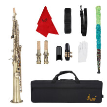 SLADE S66 Straight Bb Soprano Saxophone Brass Lacquered Gold Woodwind Instrument