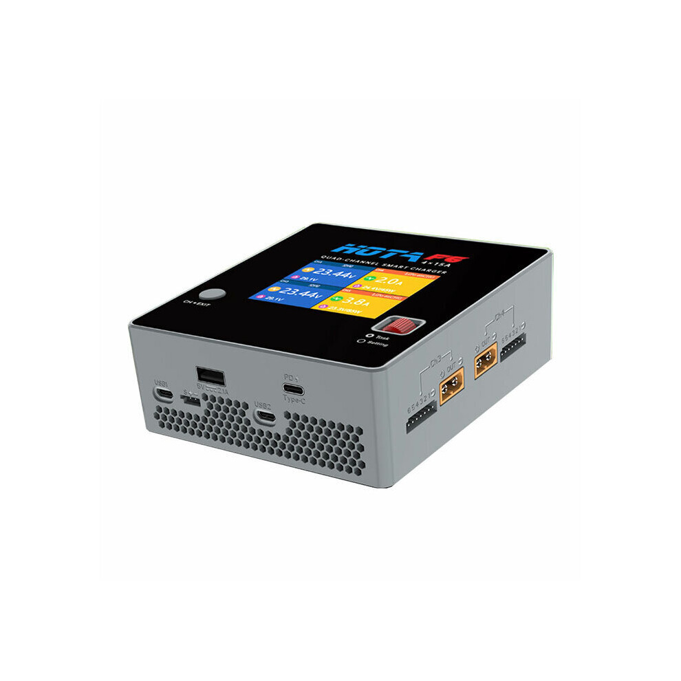 Hota F6 4X250w 15A 4 Channel Smart Balance Charger With Type-C For Lipo Liion Nimh Battery 6906143187605
