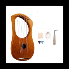 7 String Lyre Harp Wood String Instrument with Carry Bag Extra String Set and Accessaries Style B