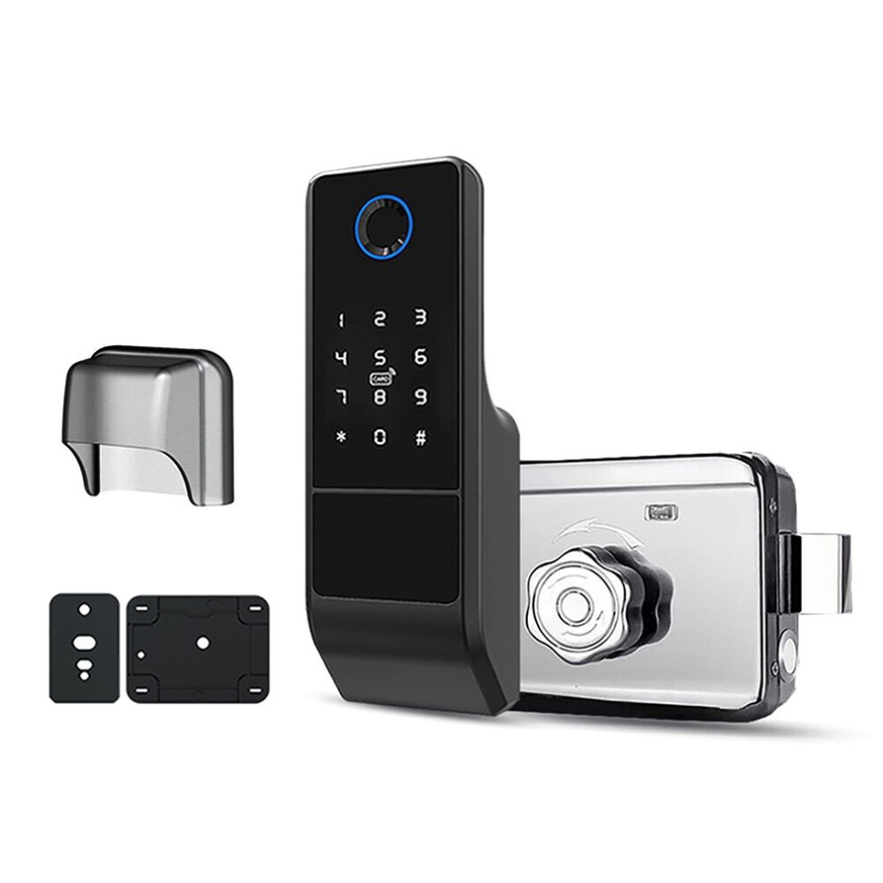 Waterproof Tuya Wifi Smart Door Lock Digital Password Double Fingerprint Electronic Rim Lock For Outdoor Iron Gate Door 4762997377751