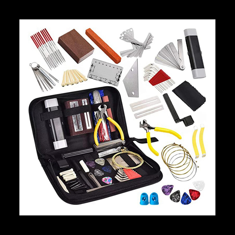 77 Pieces Guitar Maintenance Kit Repair Tool Set with Tote Bag Acoustic Guitar, Electric Guitar, String Instruments