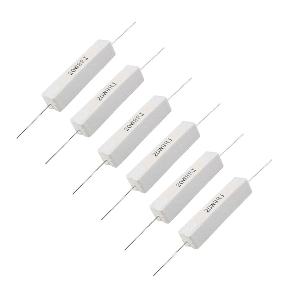 6 Pcs Wire Wound Ceramic Cement Resistor 8 Ohm 20W 5% 4761106627718