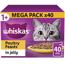 Whiskas 1+ Adult Poultry Selection in Gelee 40 Beutel, (40 x 85 g)