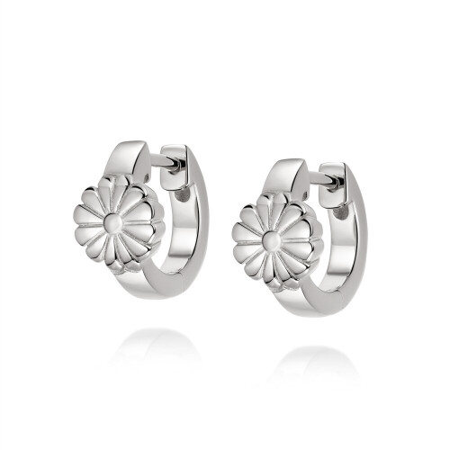 Daisy London Silver Daisy Bloom Huggie Earrings