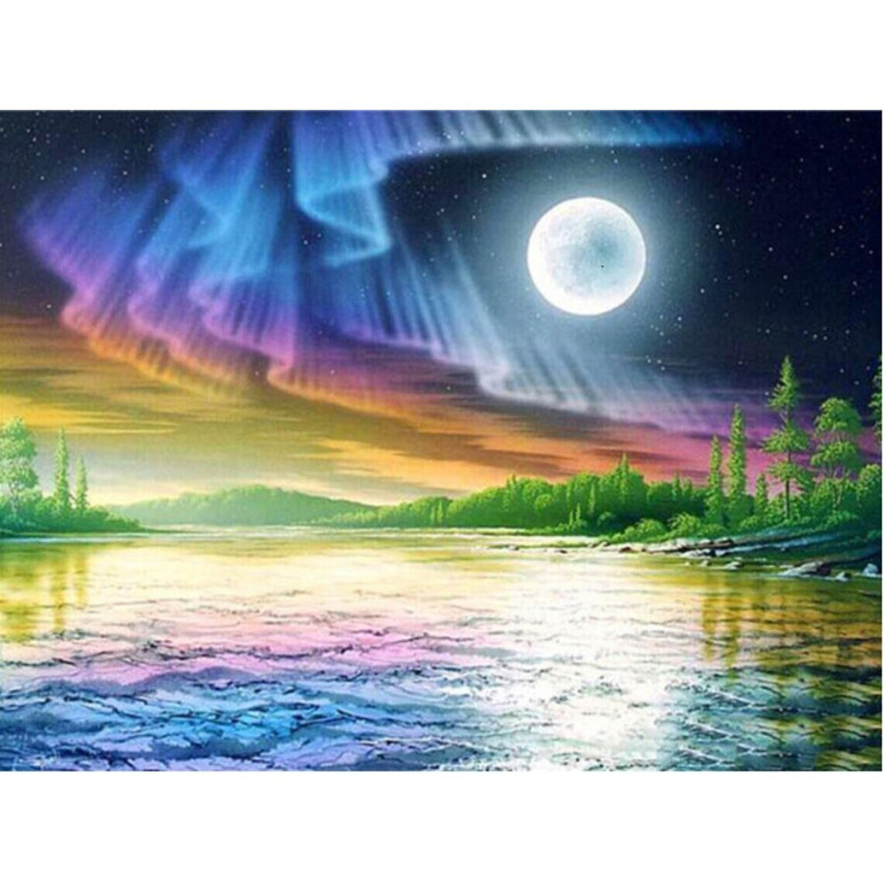 (102x69cm, Printed Canvas) Colorful Northern Lights | Rug Making Latch Hooking Kit
