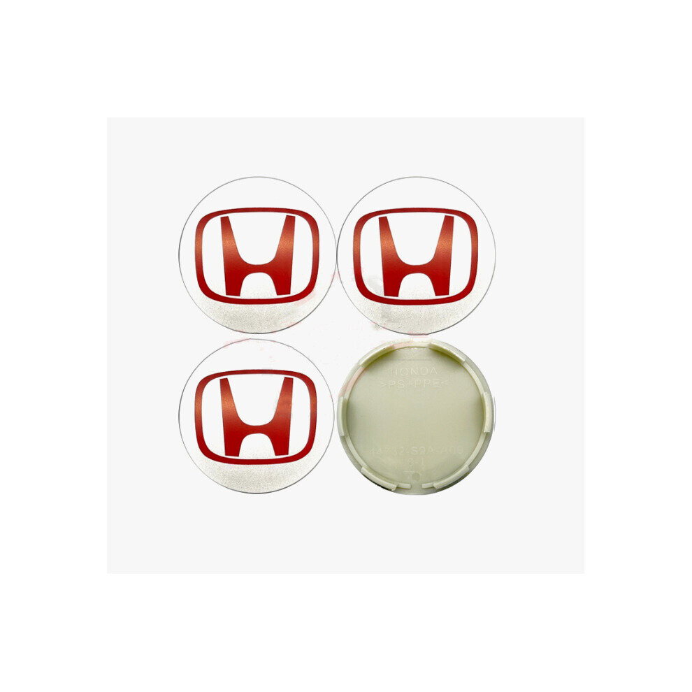 4PCS 69mm Wheel Center Cap Silver&Red honda Badge Emblems