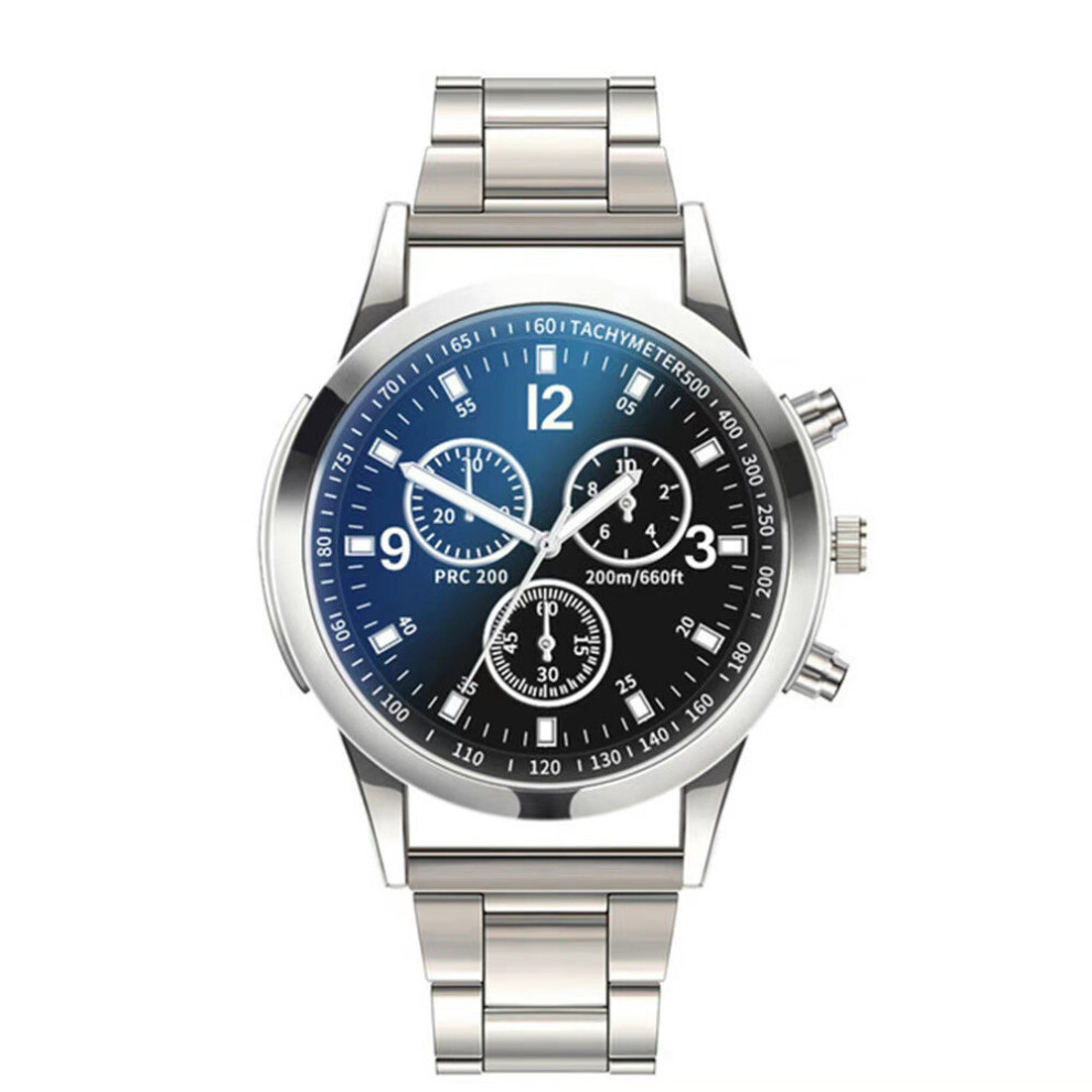 (Black Silver) Men's Watches Formal Business Office Stainless Steel Analog Quartz Wrist Watch