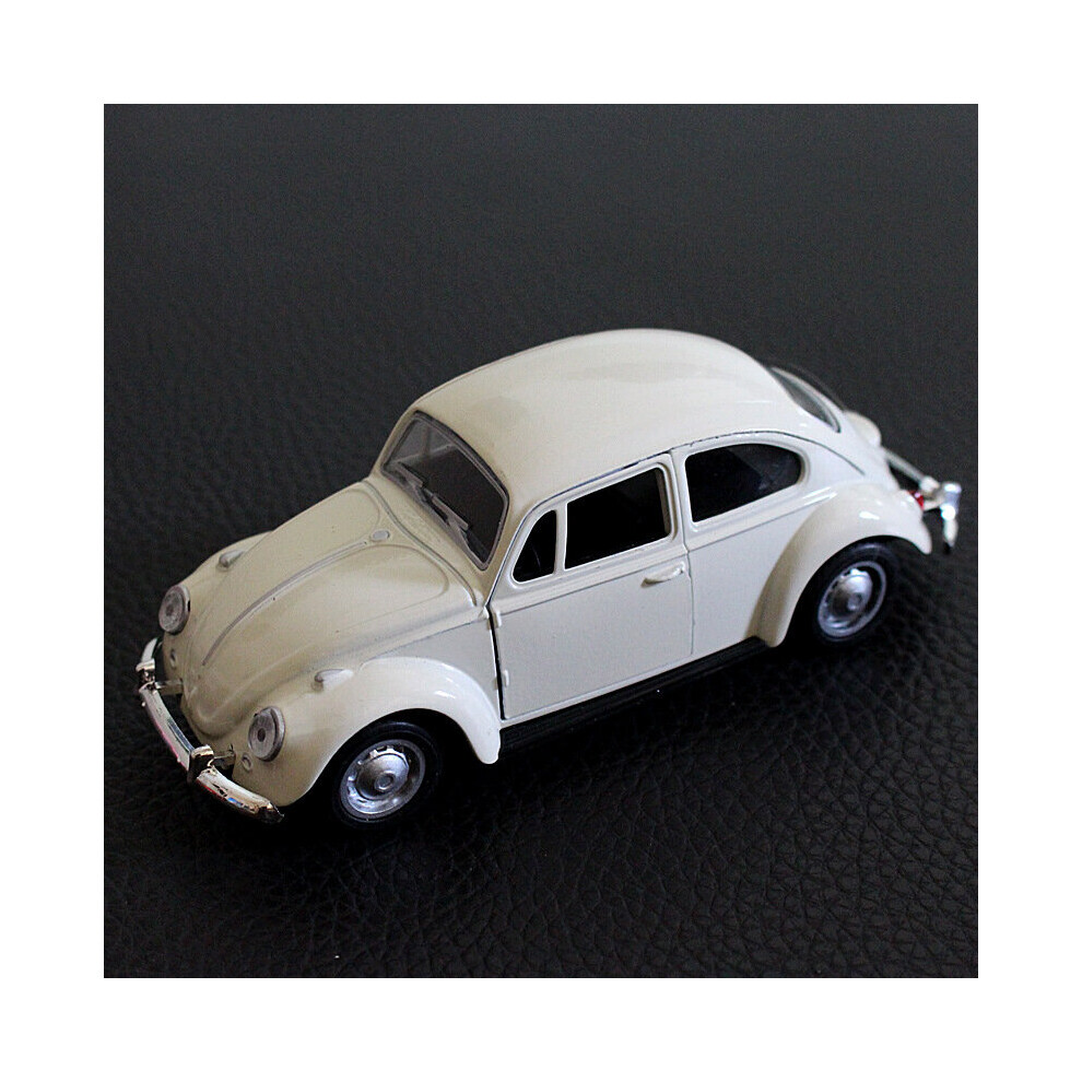 (White) 2023 Newest Arrival Retro Vintage Beetle Diecast Pull Back Car Model Toy