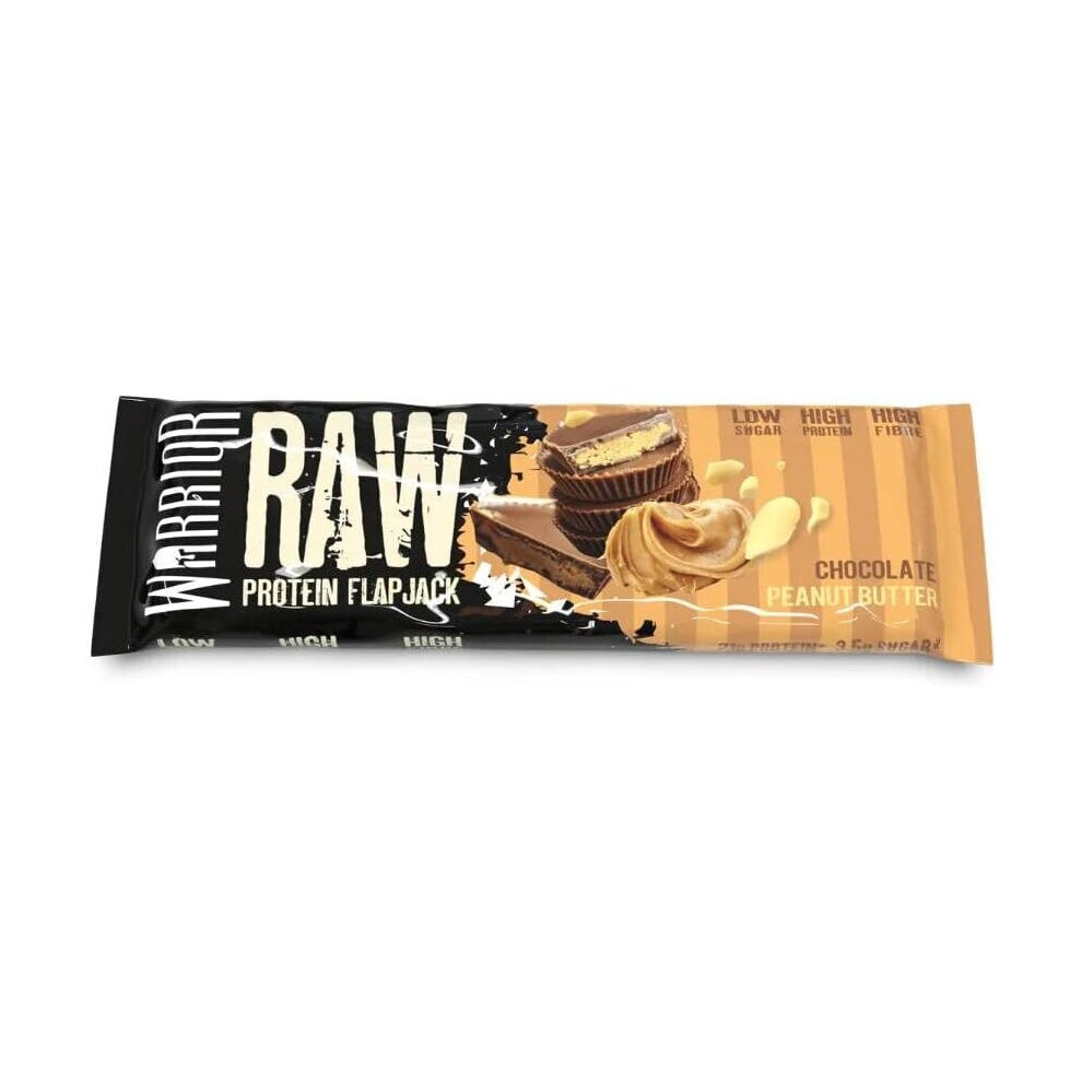 Warrior RAW Protein Flapjack Bars Pack of Bars WAR1012100104, Chocolate Peanut Butter, (Pack of 12)