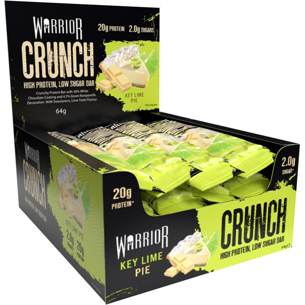 Warrior, Crunch - High Protein Bars - 20g Protein Each Bar - 12 Pack x 64g, Key Lime Pie