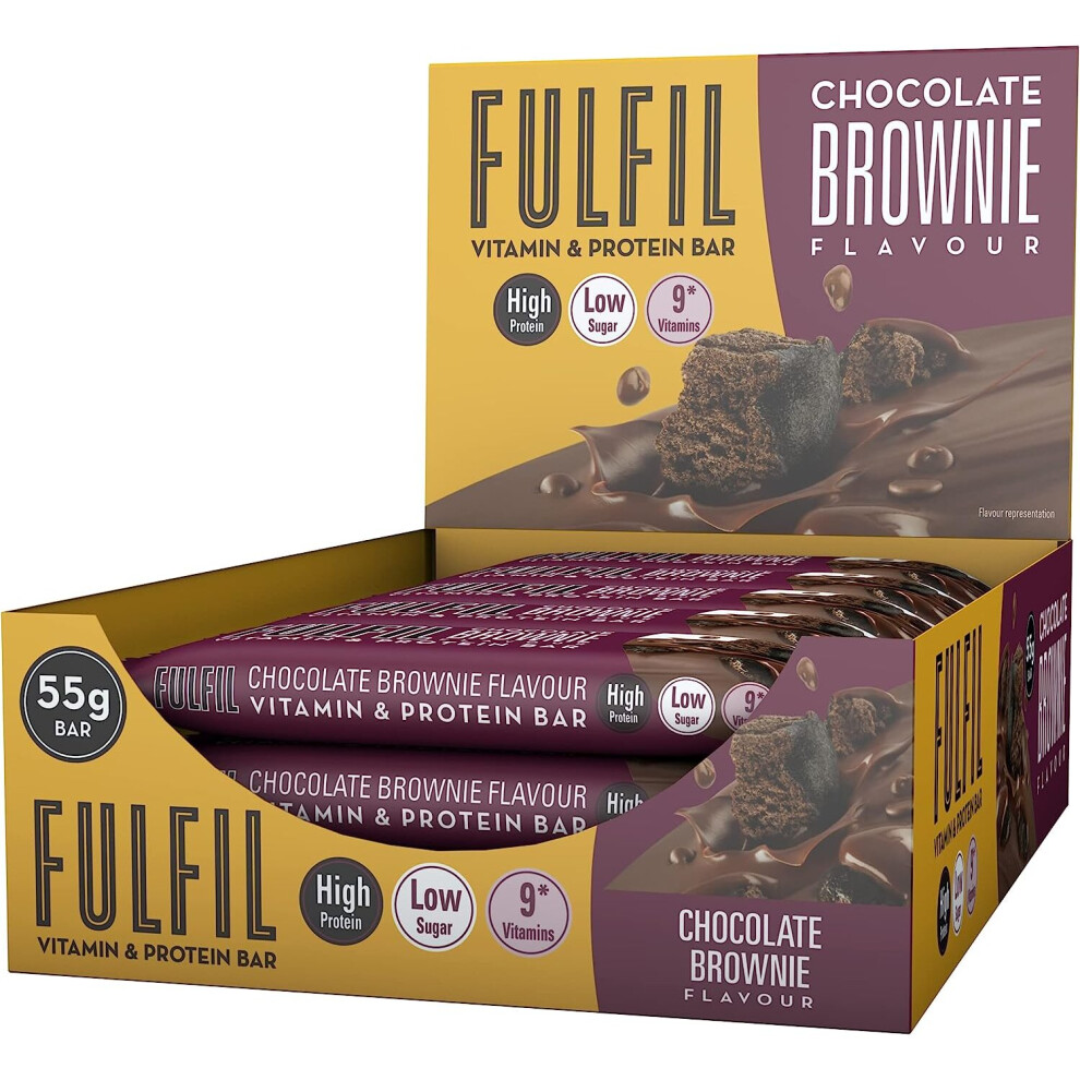 Fulfil Vitamin And Protein Bar (15 X 55 G Bars) Chocolate Brownie Flavour 20 G High Protein, 9 Vitamins, Low Sugar