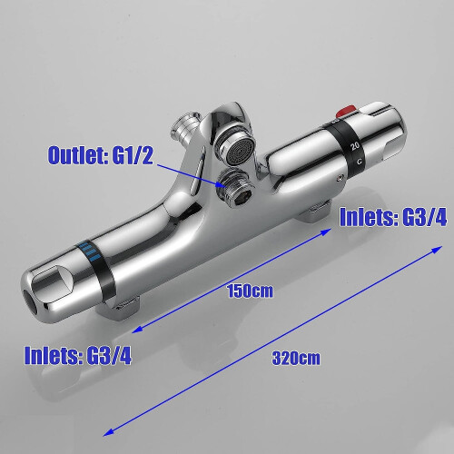 Thermostatic Bath Shower Mixer Valve Deck Mounted with Legs, Solid