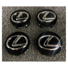 Set of 4 62mm Lexus Wheel Rim Center Caps - Chrome Plated Black Emblems, Direct OEM Fit