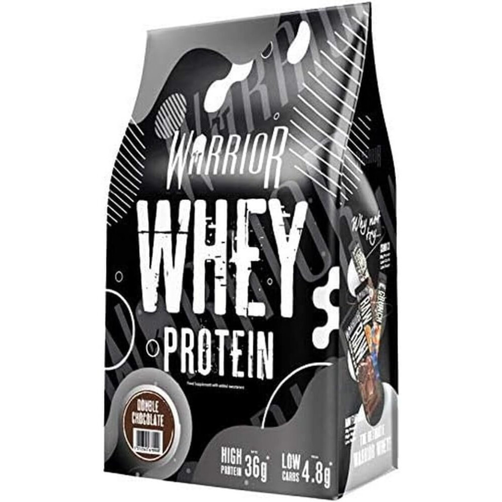 Warrior, Whey - Protein Powder - Packed with 36g of Protein - Low Sugar, and Low Carbs (Double Chocolate, 1kg)