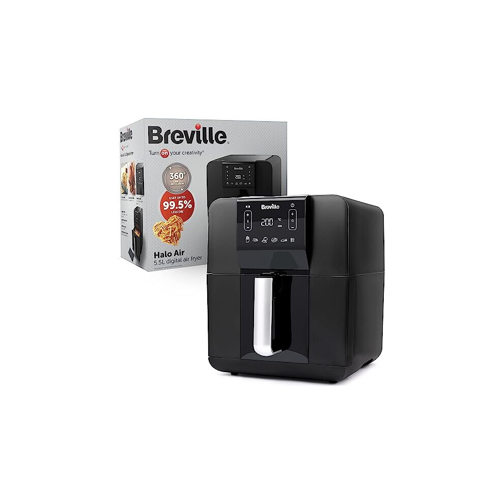 Breville Halo Air Fryer | Digital Large Air Fryer Oven | 5.5 L | Fry, Bake, Roast & Grill | 1700 W | Energy Efficient | Black