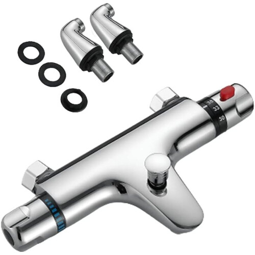 Thermostatic Bathroom Taps Bath Shower Mixer Taps Modern Deck Mounted ...