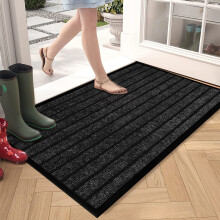 (50x80 cm, Black ) Rubber Door Mats Non-Slip Dirt Trapper Heavy Duty