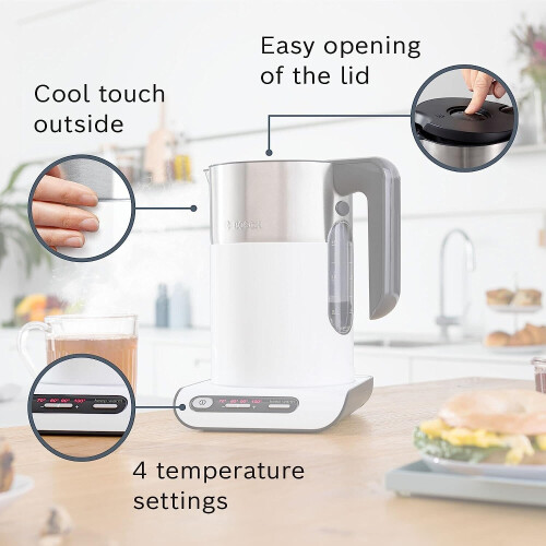 Bosch Bosch Styline TWK8631GB Variable Temperature Cordless Kettle, 1.5 Litres,3000W - White 1