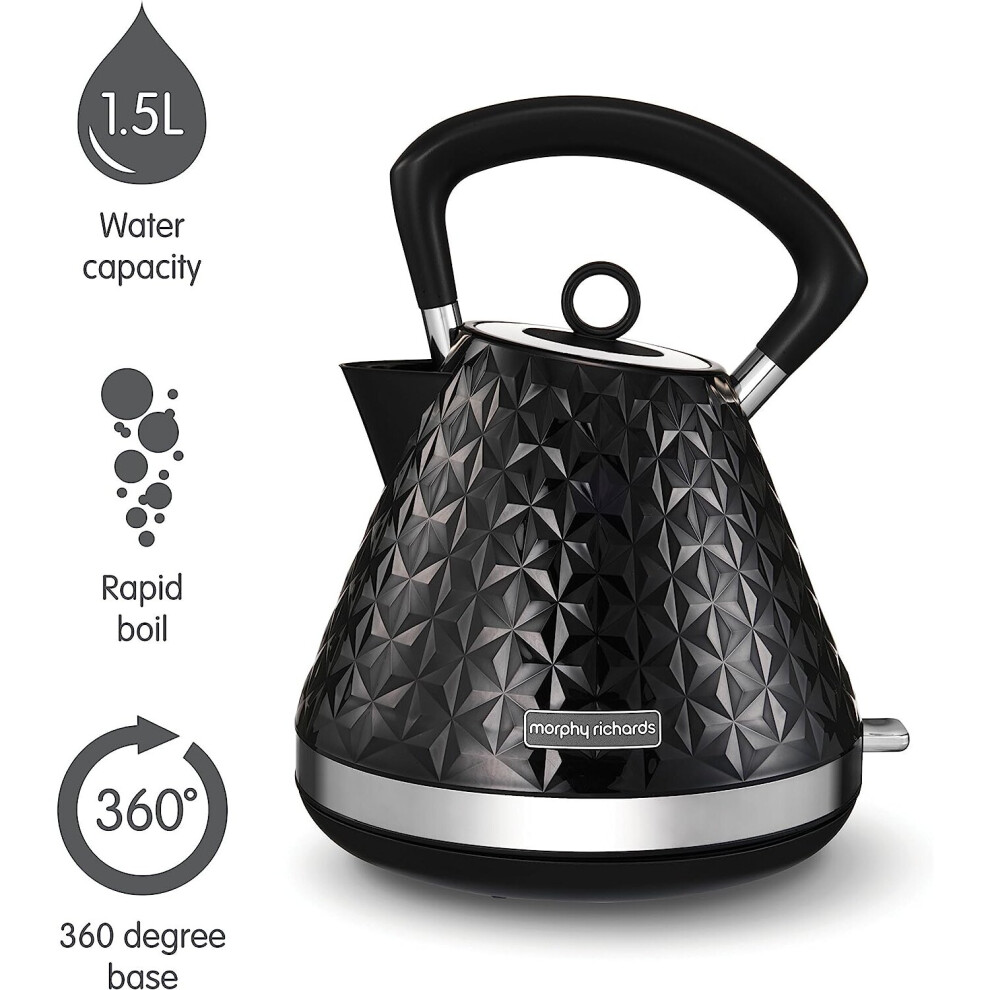 Morphy Richards Vector Pyramid Kettle 108131 Traditional Kettle Black