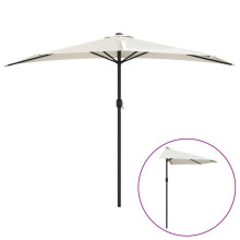 vidaXL Garden Parasol with Aluminium Pole Sunshade Outdoor Umbrella Sand Half