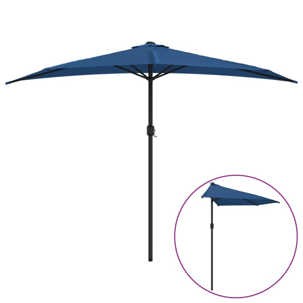 vidaXL Balcony Parasol with Aluminium Pole Umbrella Blue 300x155x223 cm Half