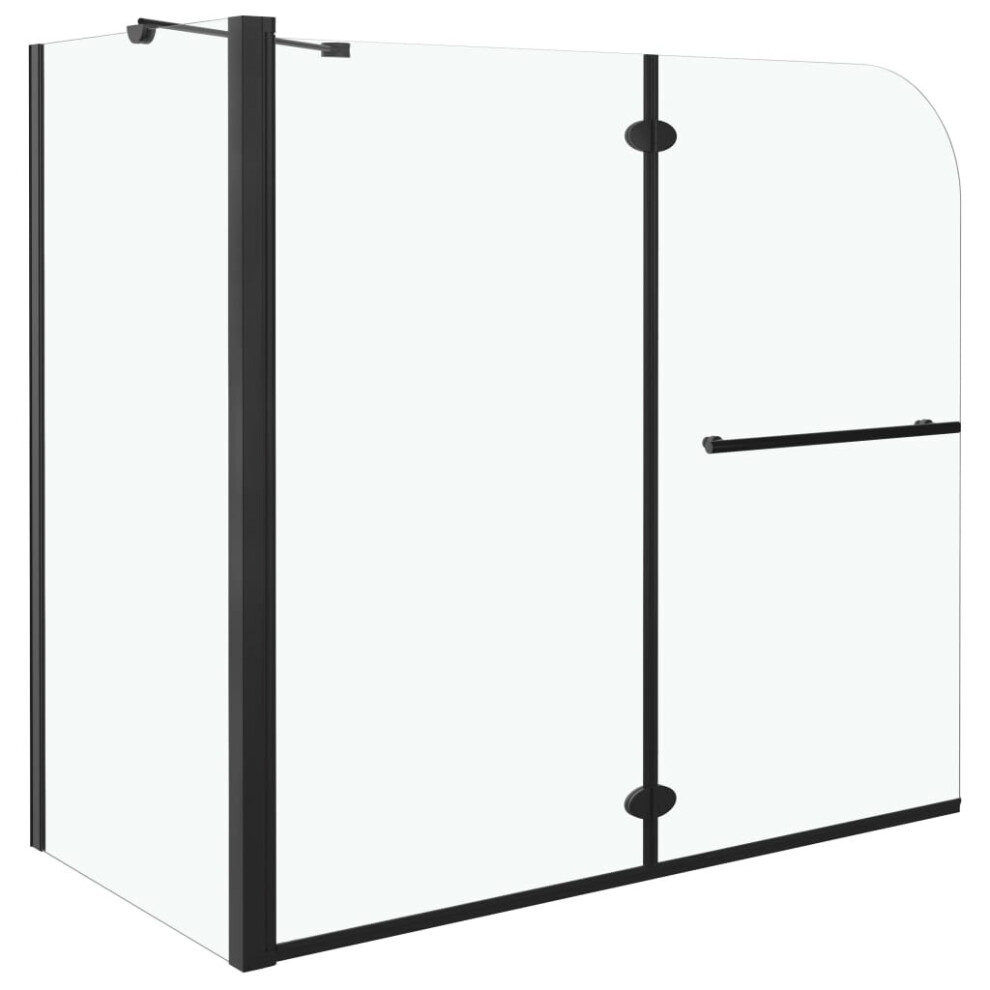 vidaXL Bi-Folding Shower Enclosure ESG Black Cubicle Folding Bathtub Wall