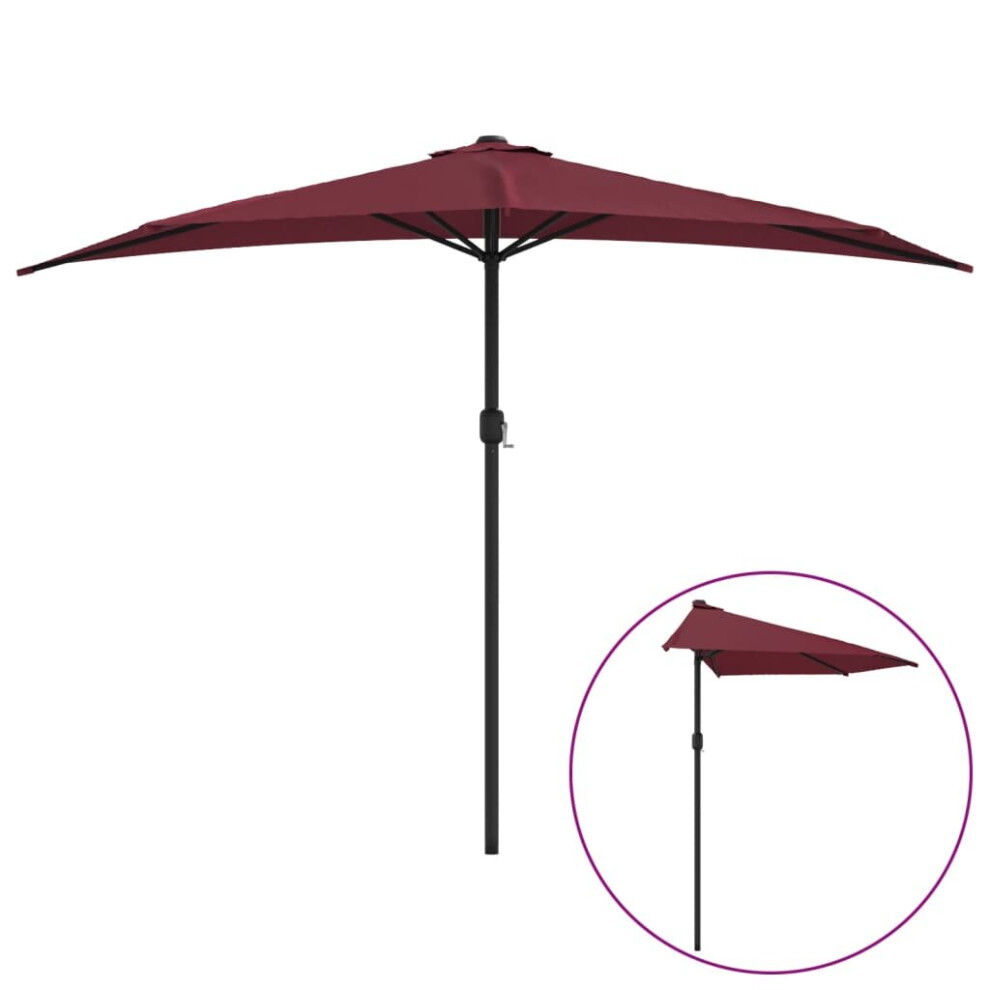 vidaXL Balcony Parasol with Aluminium Pole Bordeaux Red 300x155x223 cm Half