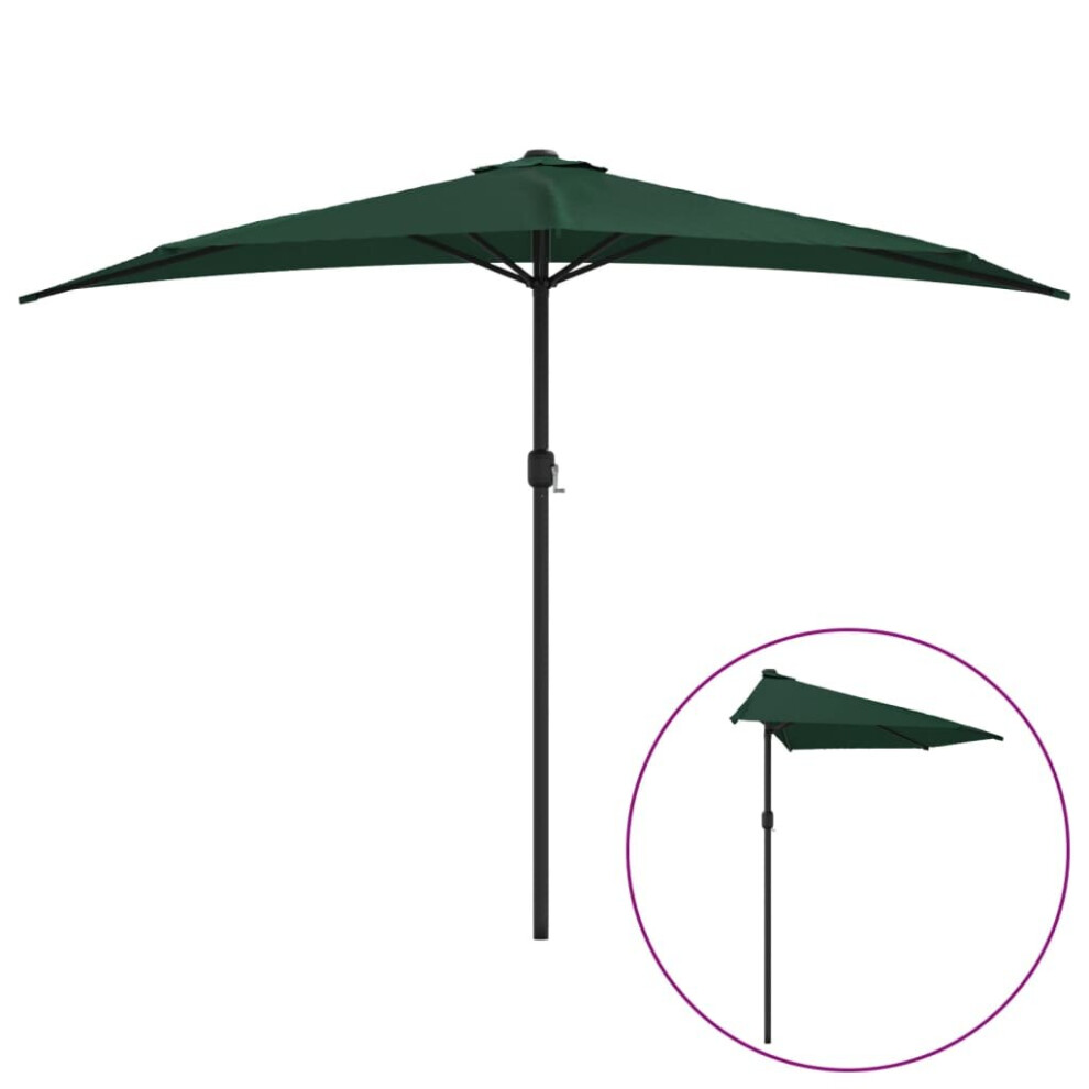 vidaXL Balcony Parasol with Aluminium Pole Umbrella Green 300x155 cm Half