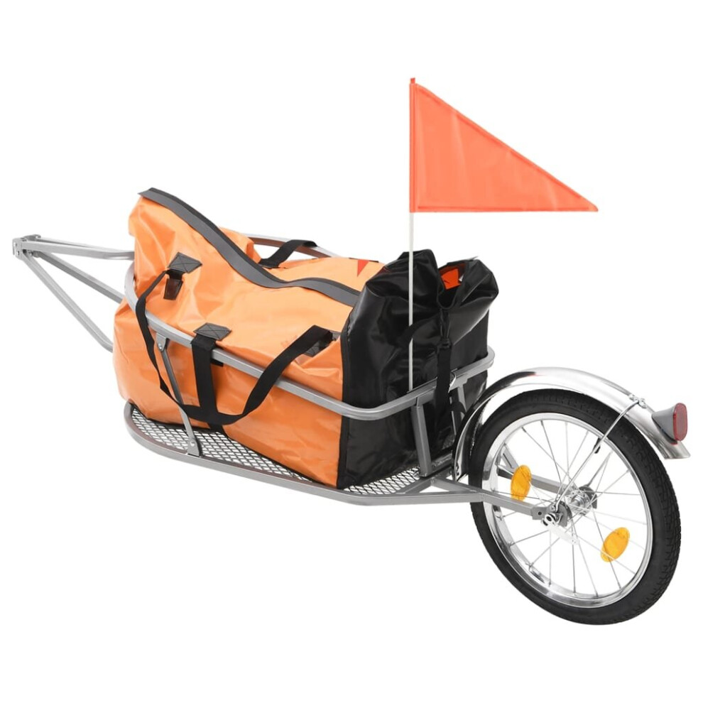 vidaXL Bike Luggage Trailer with Bag Orange and Black Bicycle Suitcase Trailer