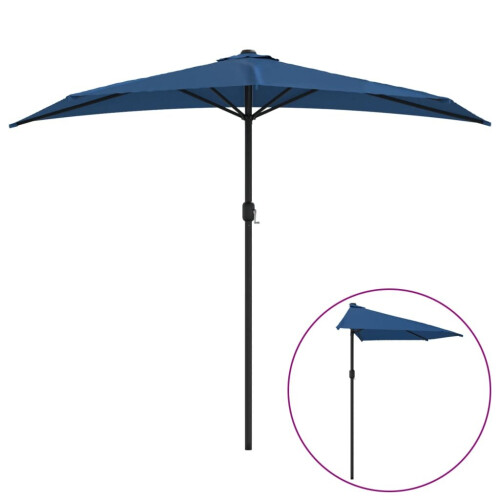 vidaXL Balcony Parasol with Aluminium Pole Umbrella Blue 270x144x222 cm Half