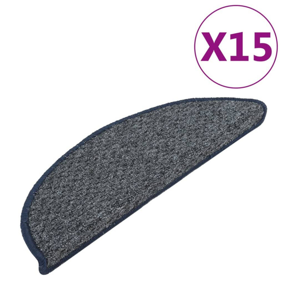 vidaXL Carpet Stair Treads Stair Mat Stair Protector Rug 15 pcs Dark Blue