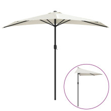 vidaXL Balkon-Sonnenschirm mit Alu-Mast Sandfarben 270x144 cm Halbrund