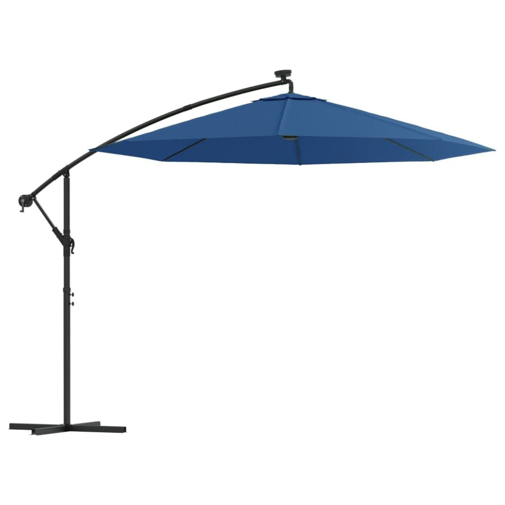 Vidaxl Cantilever Garden Parasol With Led Lights And Steel Pole Umbrella Azure