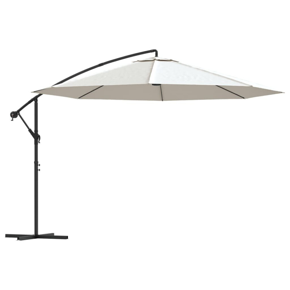 vidaXL Cantilever Umbrella 3.5m Sand White Outdoor Hanging Parasol Sunshade