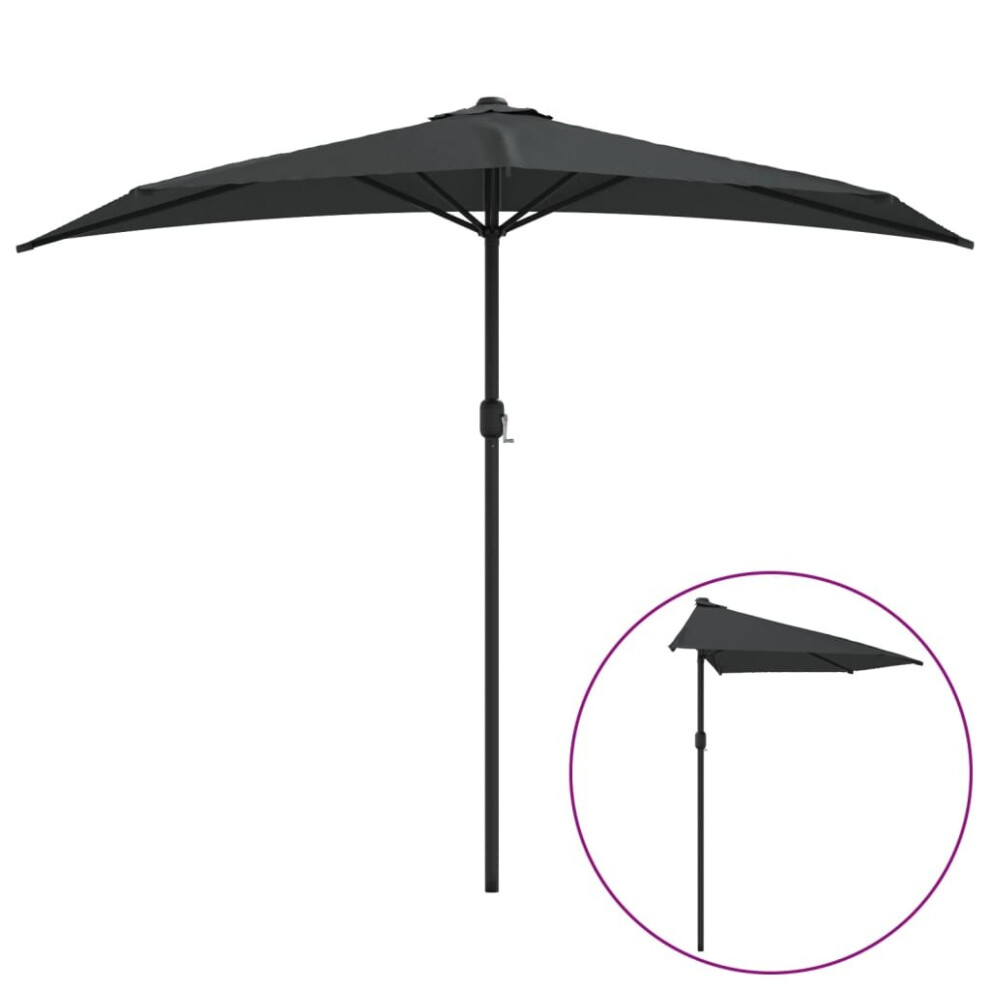 vidaXL Garden Parasol with Aluminium Pole Outdoor Umbrella Anthracite Half